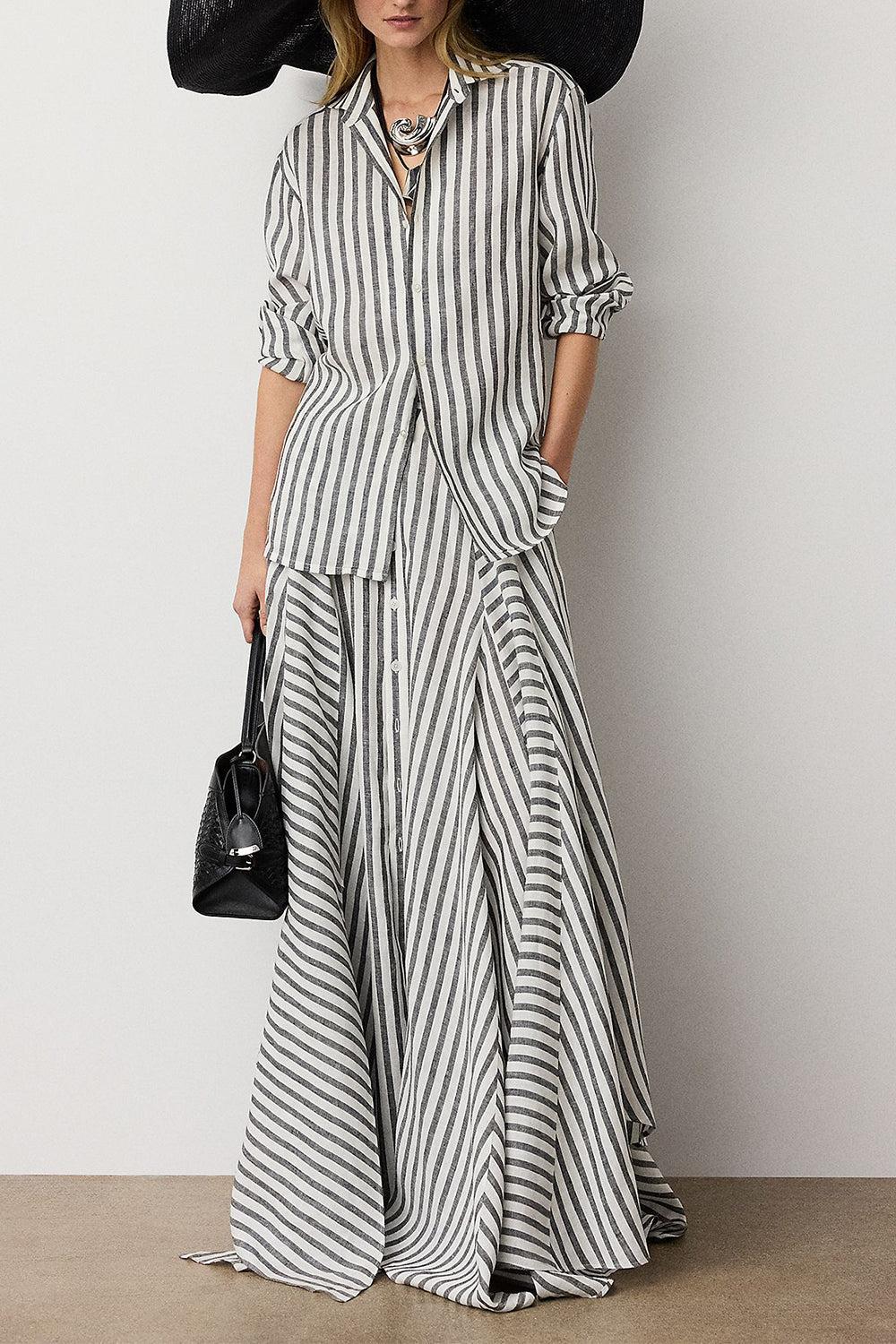 Umbrella Stripe Maxi Skirt-STRIPE-4-CLOTHINGSKIRTMAXI-RALPH LAUREN