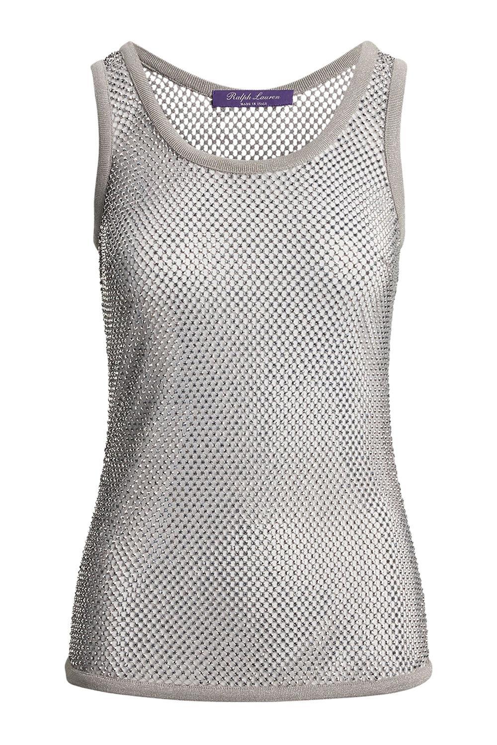 Melony Embellished Mesh Tank Top-SILVER-2-CLOTHINGTOPBLOUSE-RALPH LAUREN