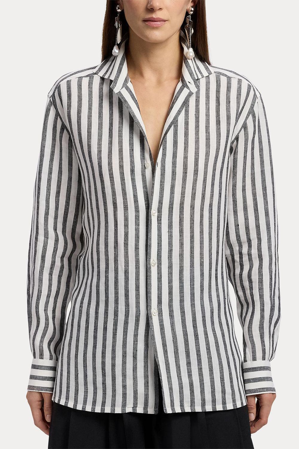 Umbrella Stripe Capri Shirt-STRIPE-0-CLOTHINGTOPBLOUSE-RALPH LAUREN