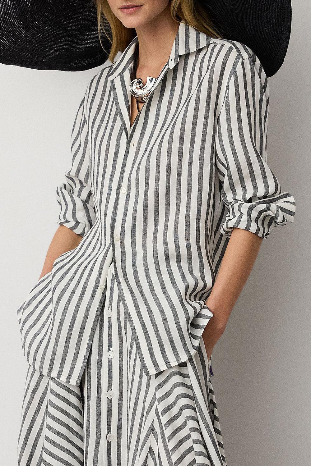 Umbrella Stripe Capri Shirt-STRIPE-0-CLOTHINGTOPBLOUSE-RALPH LAUREN