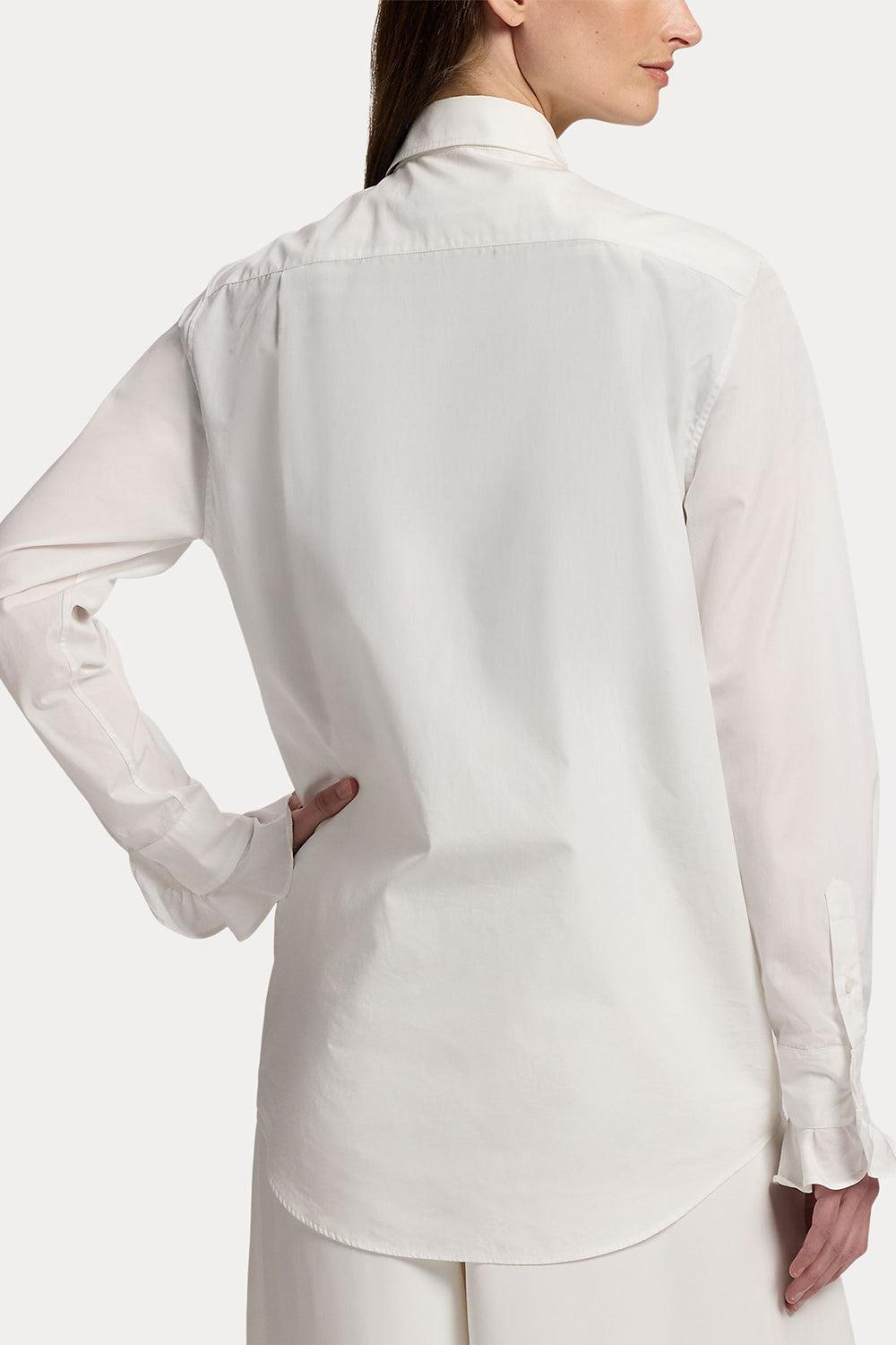 Addison Ruffle-Trim Broadcloth Shirt-WHITE-0-CLOTHINGTOPBLOUSE-RALPH LAUREN