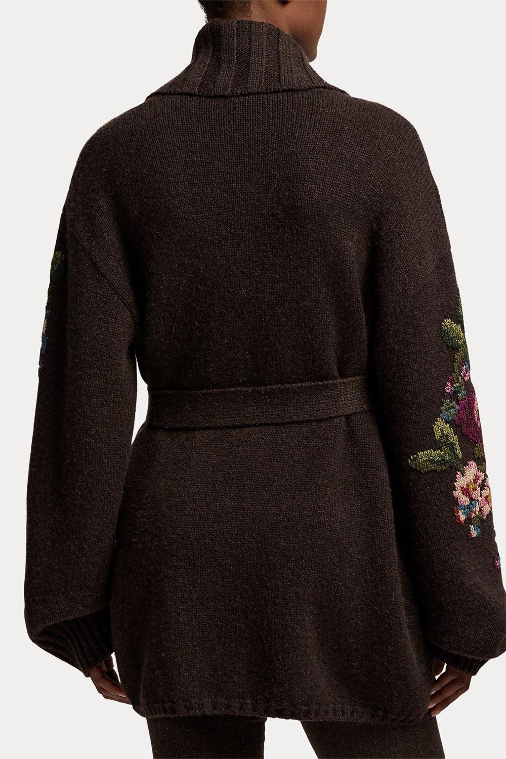 Floral Shawl Collar Cardigan-BROWN-XS-CLOTHINGTOPCARDIGAN-RALPH LAUREN