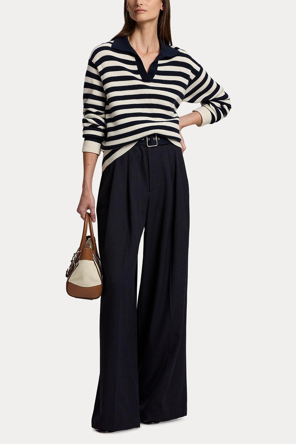 Striped Cashmere Polo Sweater-STRIPE-XS-CLOTHINGTOPKNITS-RALPH LAUREN