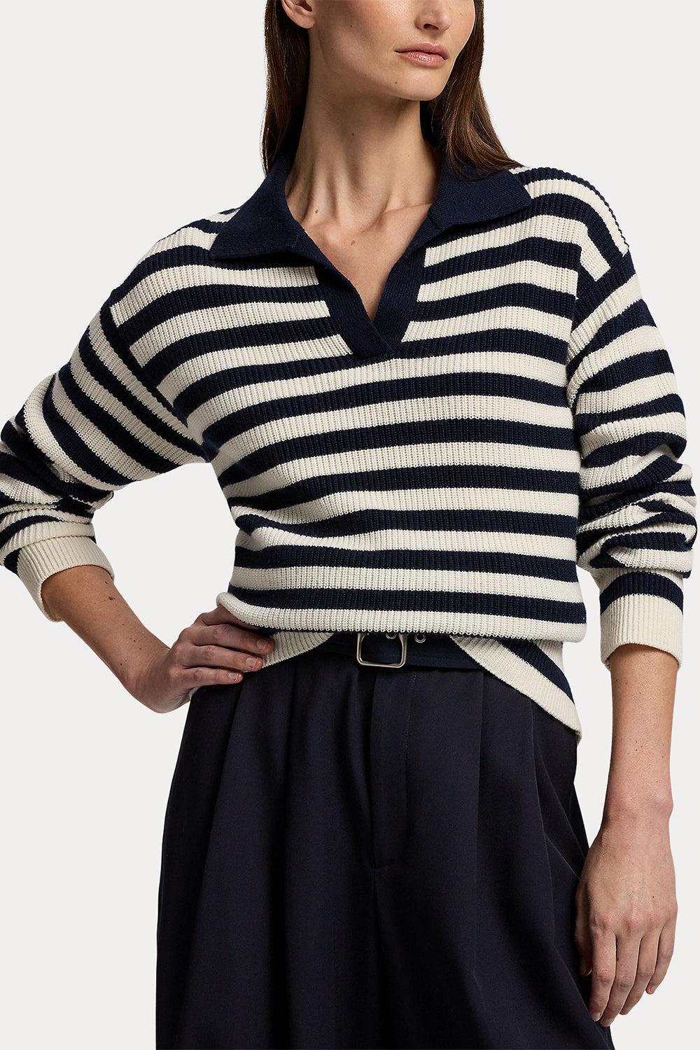 Striped Cashmere Polo Sweater-STRIPE-XS-CLOTHINGTOPKNITS-RALPH LAUREN