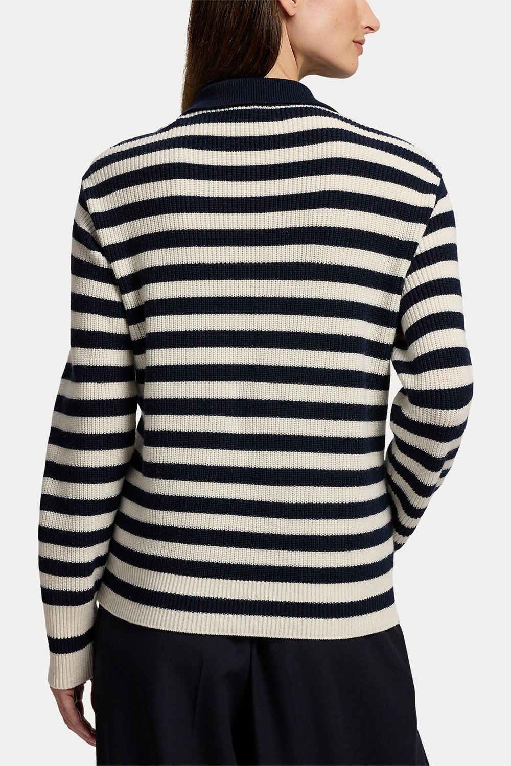 Striped Cashmere Polo Sweater-STRIPE-XS-CLOTHINGTOPKNITS-RALPH LAUREN
