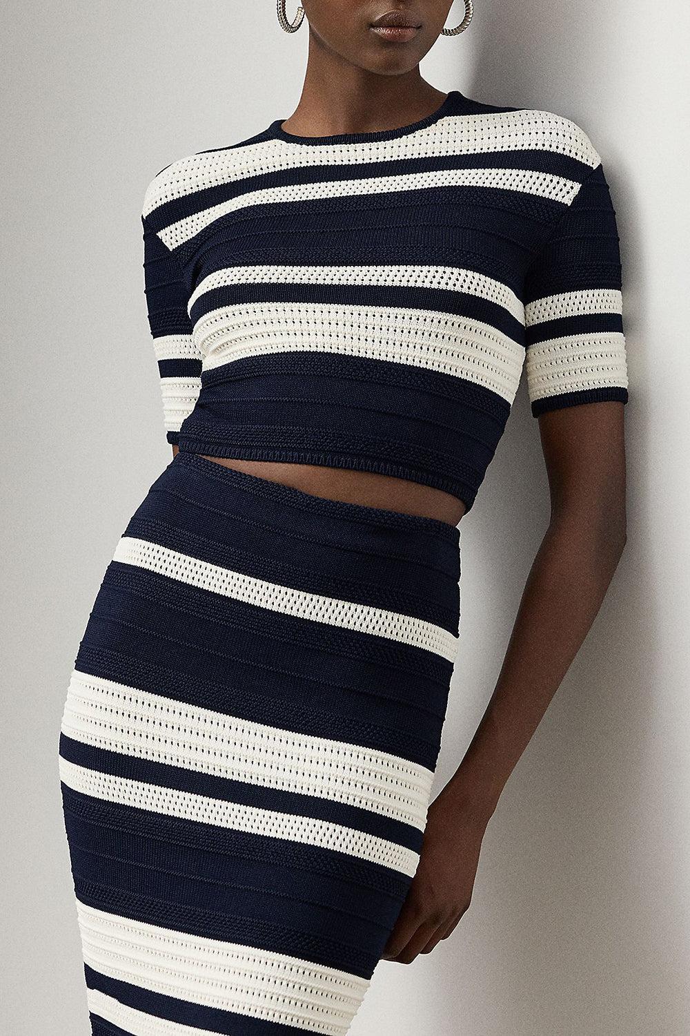 Striped Textured Cropped Sweater-STRIPE-XS-CLOTHINGTOPKNITS-RALPH LAUREN