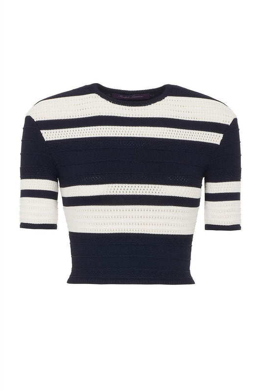 Striped Textured Cropped Sweater-STRIPE-XS-CLOTHINGTOPKNITS-RALPH LAUREN