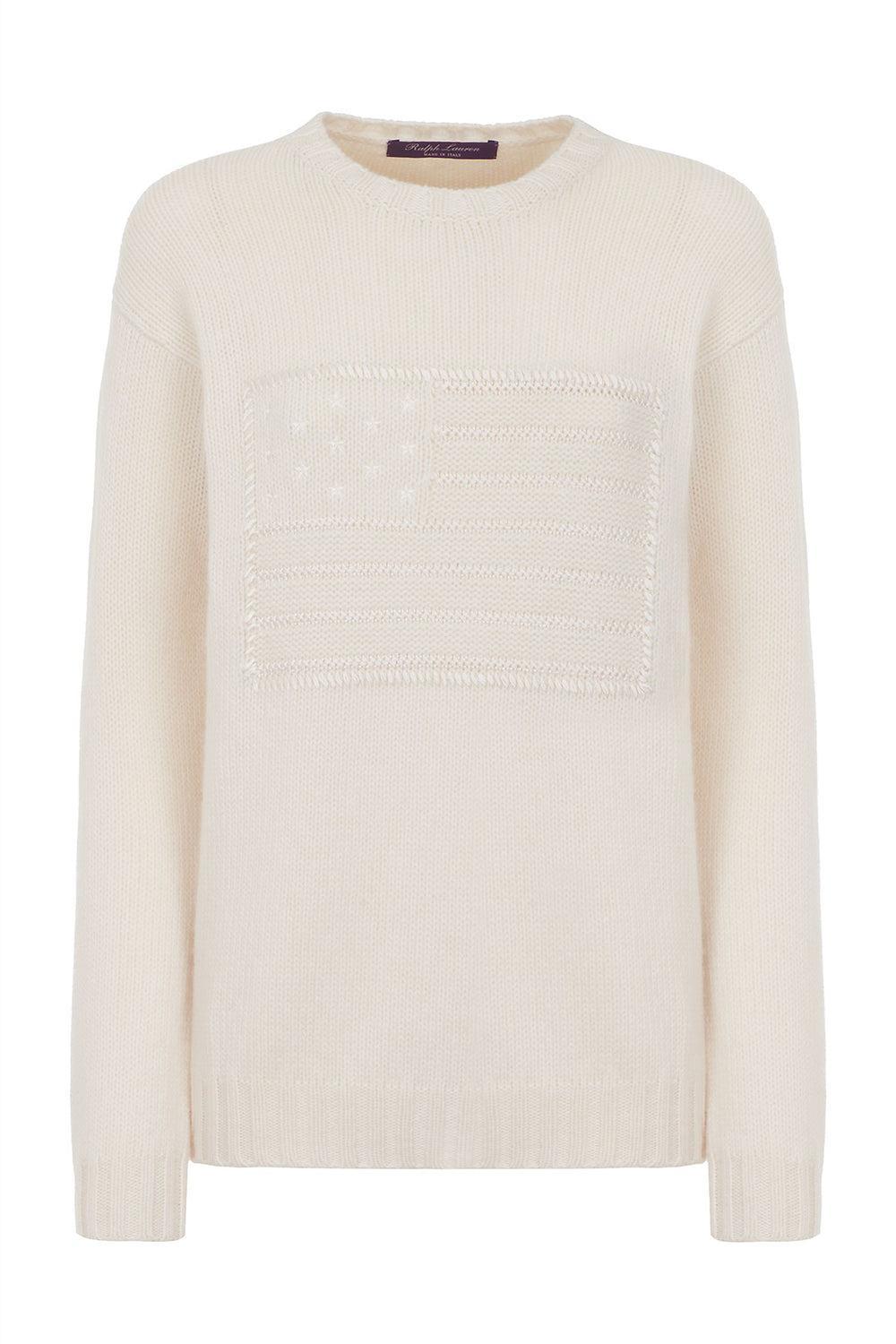 Flag Cashmere Crewneck Sweater-CREAM-XS-CLOTHINGTOPSWEATER-RALPH LAUREN