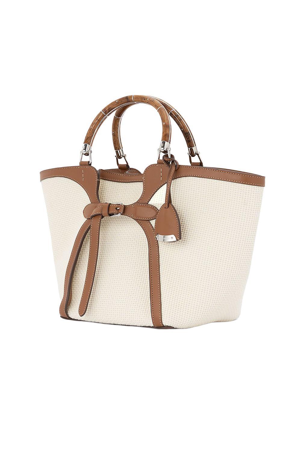 The Ralph Calfskin-Trim Woven Tote-CREAM-HANDBAGTOTES-RALPH LAUREN
