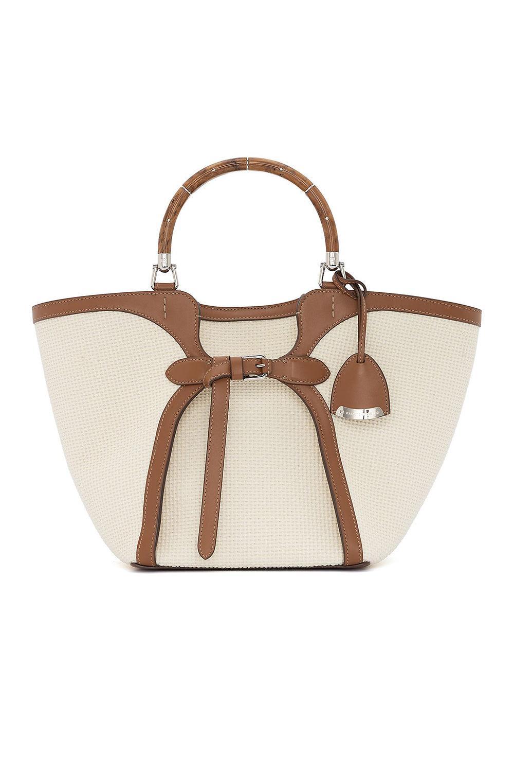 The Ralph Calfskin-Trim Woven Tote-CREAM-HANDBAGTOTES-RALPH LAUREN