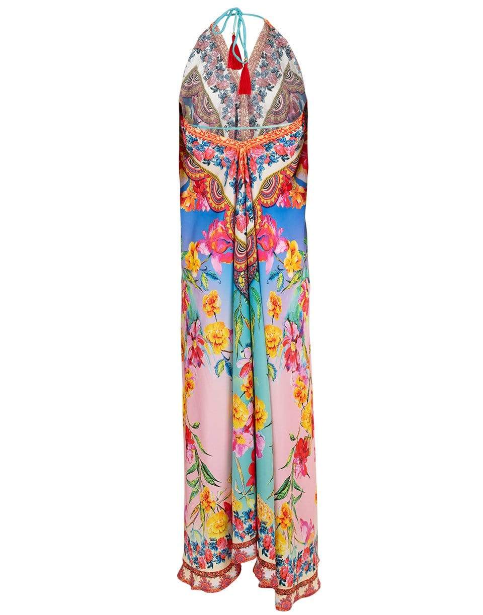 RANEES-Pastel Hawaii V-Neck Long Halter Dress-PASTEL