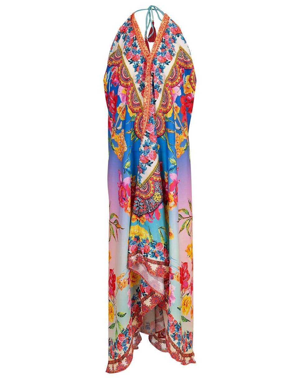 RANEES-Pastel Hawaii V-Neck Long Halter Dress-PASTEL
