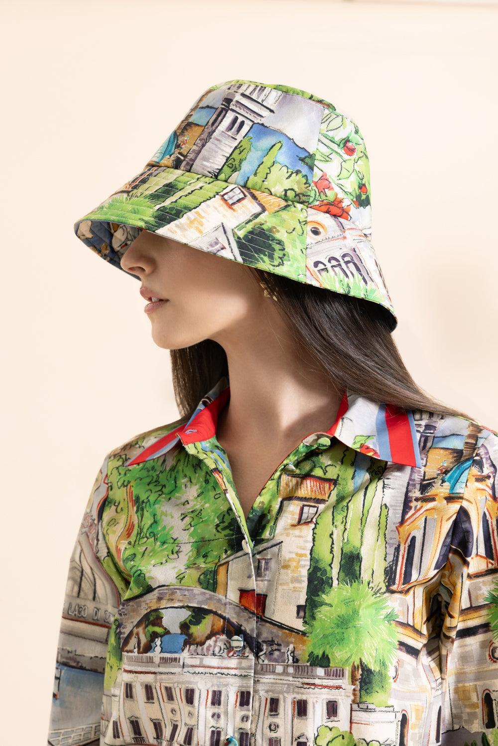 Printed Hat - Lake Como-COASTAL-O/S-ACCESSORIEHEADWEAR-RANI ARABELLA