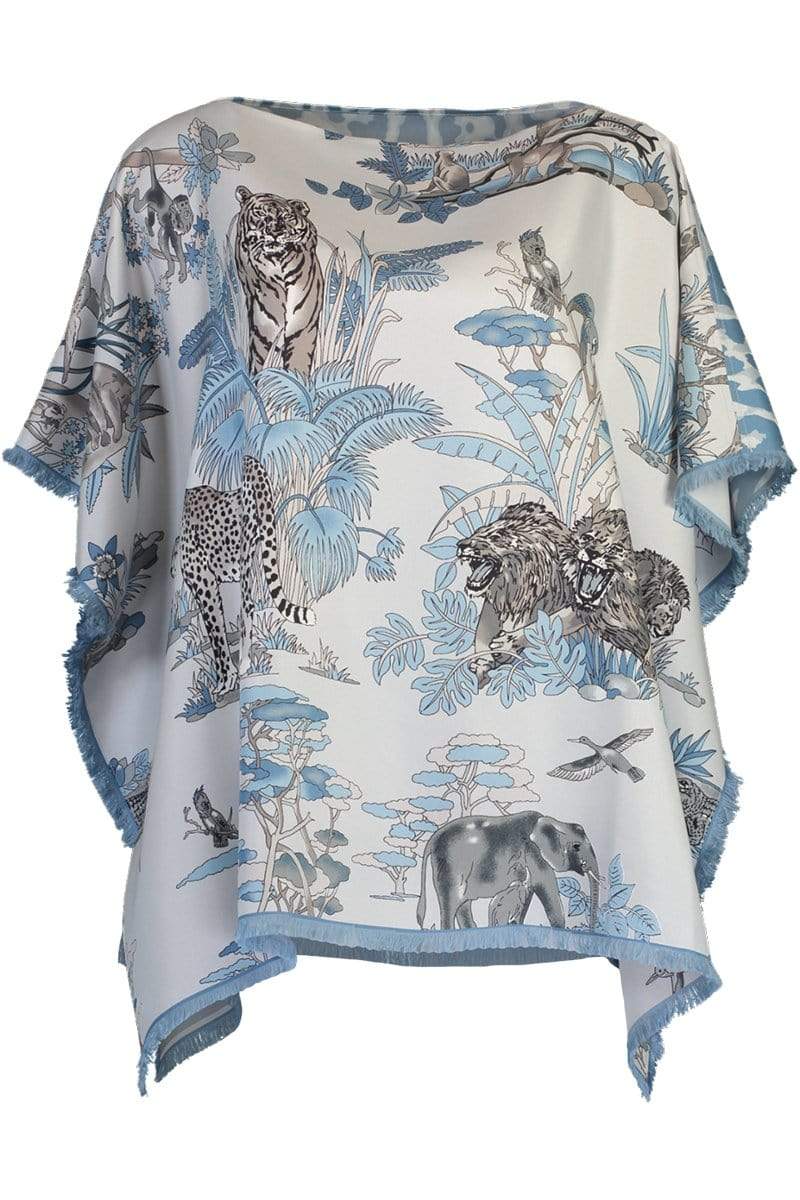 RANI ARABELLA-Silk Print Reversible Top-BLUE