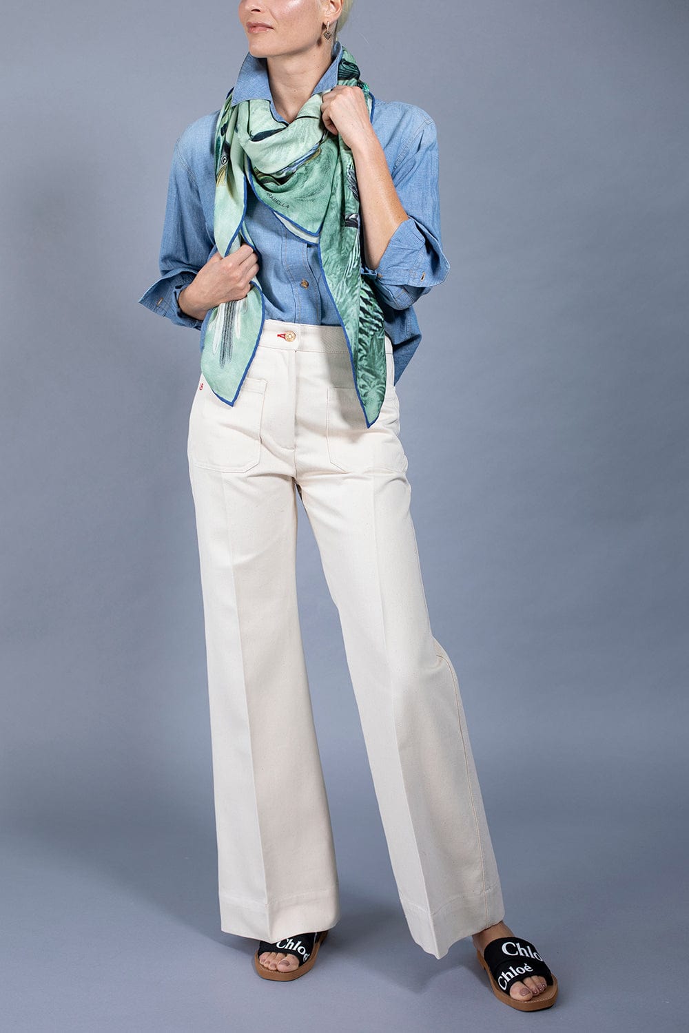 RANI ARABELLA-Humming Birds Scarf-GREEN