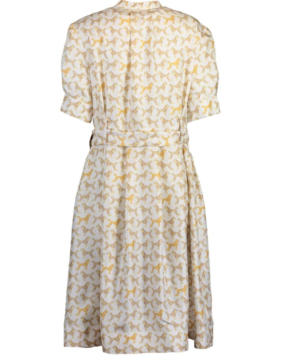 RANI ARABELLA-Poodle Print Belted Silk Dress-IVORY