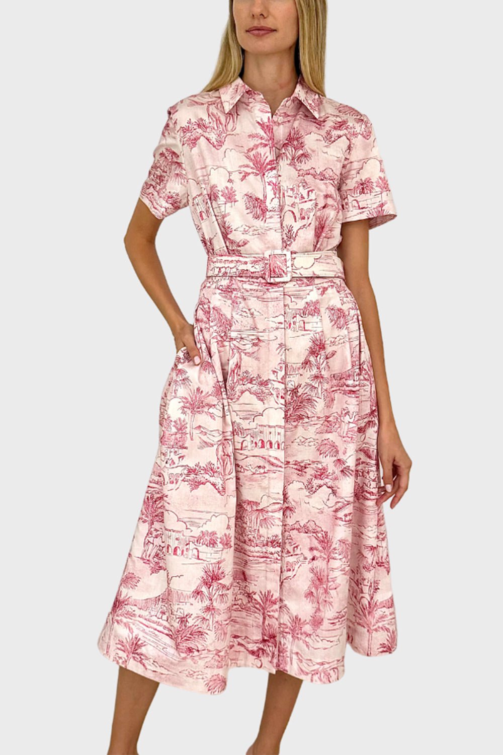 RANI ARABELLA-Printed Waist Belt Dress-
