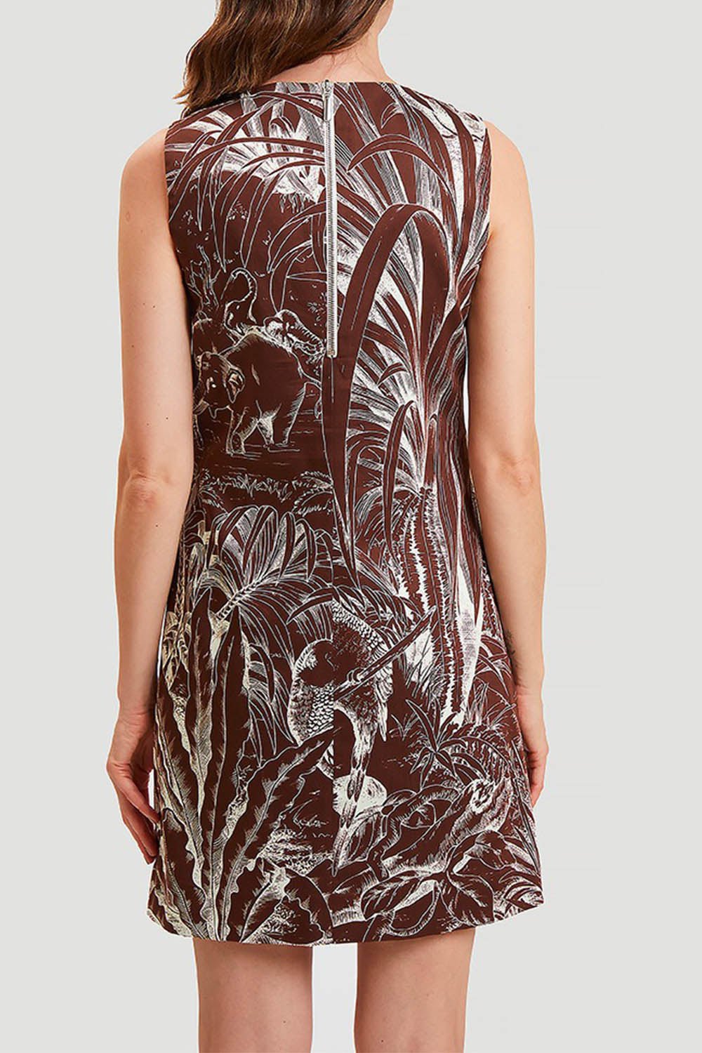 RANI ARABELLA-Printed Sleeveless Dress - Chocolate-