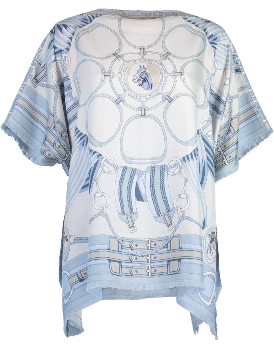 RANI ARABELLA-Light Blue Reversible Silk Scarf Top-LTBLUE