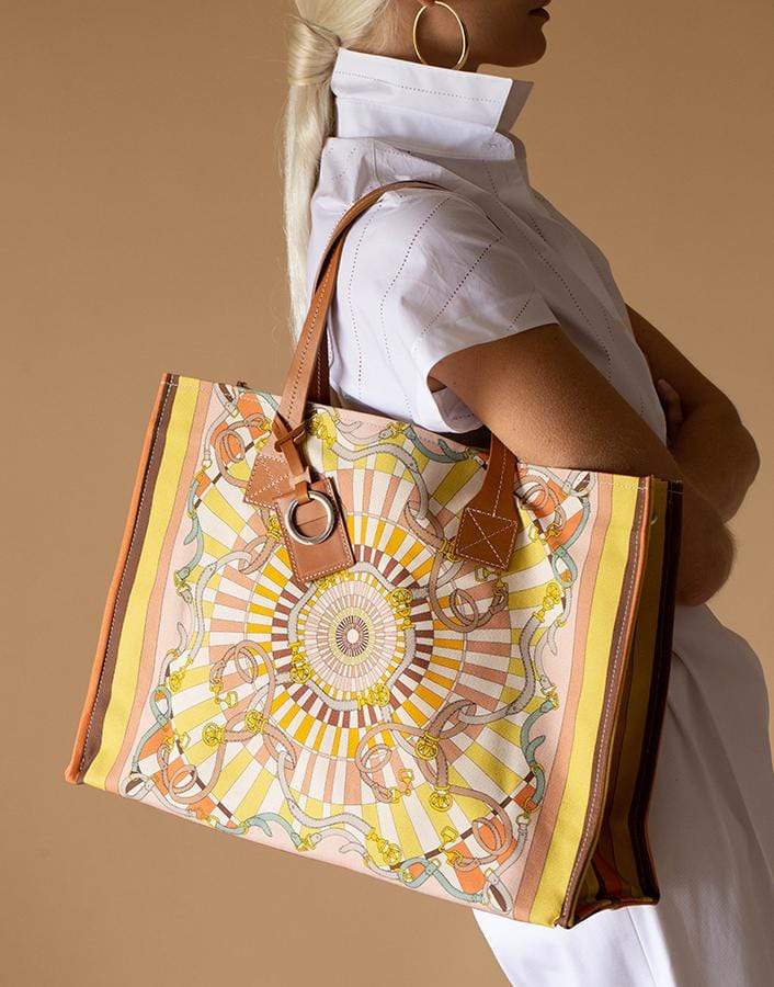 RANI ARABELLA-Firenze Print Canvas Tote Bag-MELON