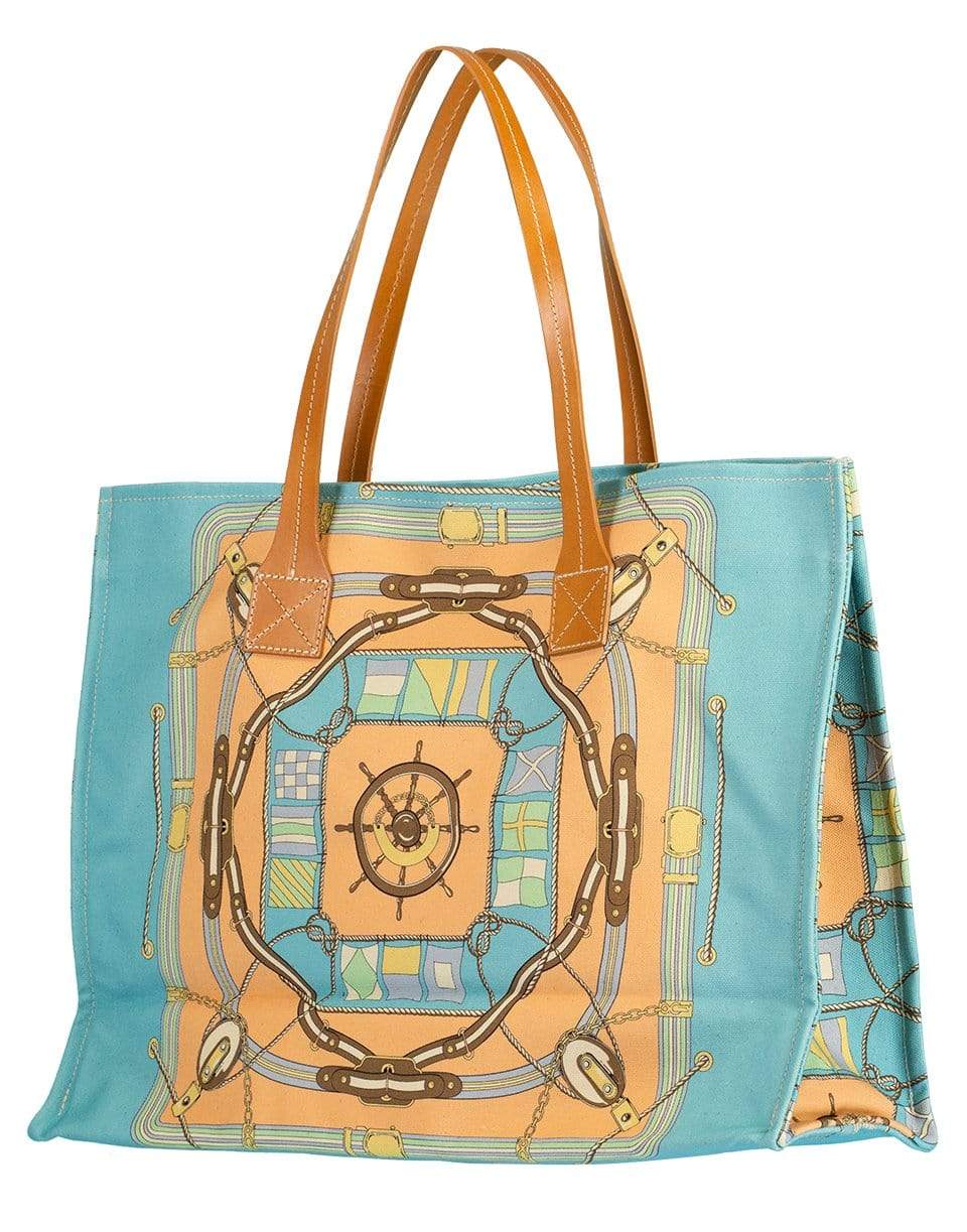 RANI ARABELLA-Steering Wheel Print Canvas Tote Bag-APRICOT