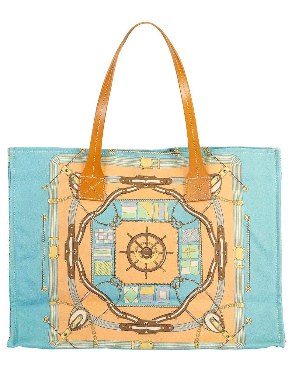 RANI ARABELLA-Steering Wheel Print Canvas Tote Bag-APRICOT