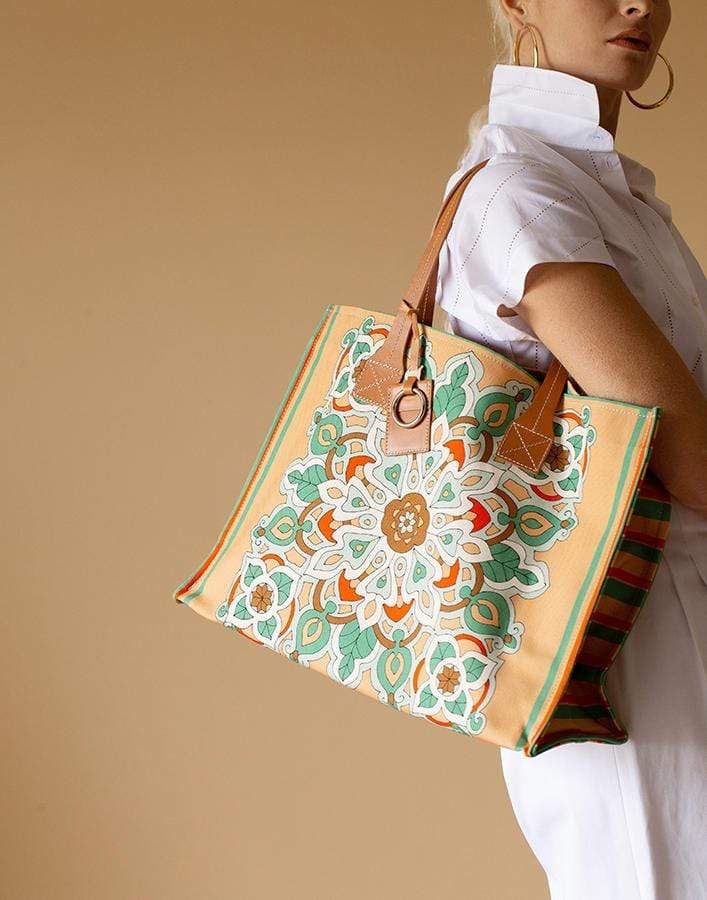 RANI ARABELLA-Savoia Print Canvas Tote Bag-MELON