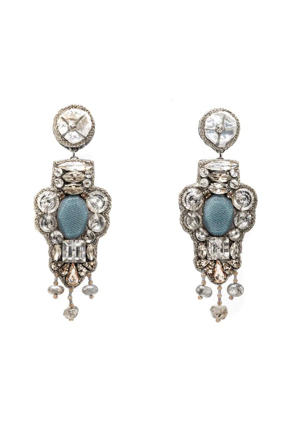RANJANA KHAN-Sky Crystal Earrings-SILVER