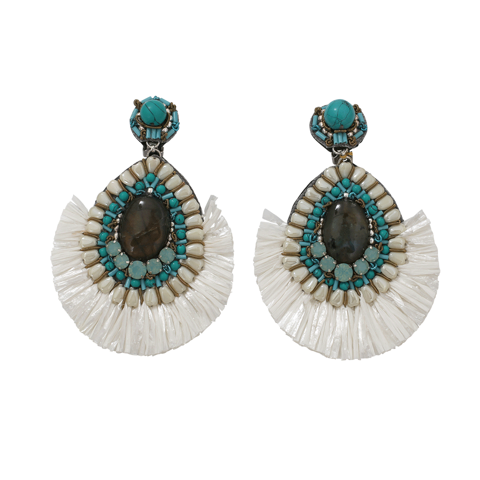 RANJANA KHAN-Turqoise And Ivory Earrings-TURQ/IVR