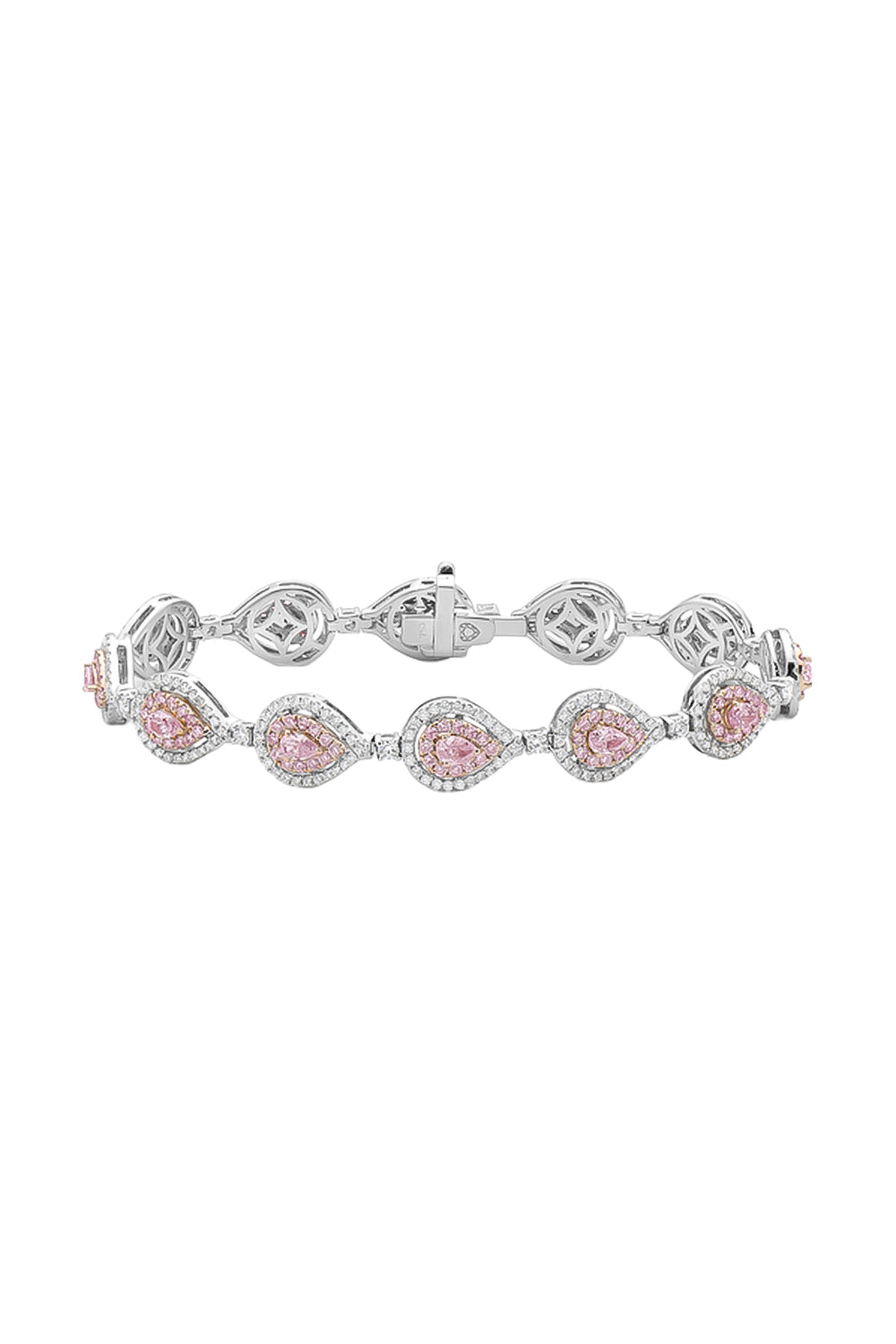 Pink White Diamond Alternating Bracelet-WHITE GOLD-7-JEWELRYFINE JEWELBRACELET O-RARE COLORS BY NAMDAR
