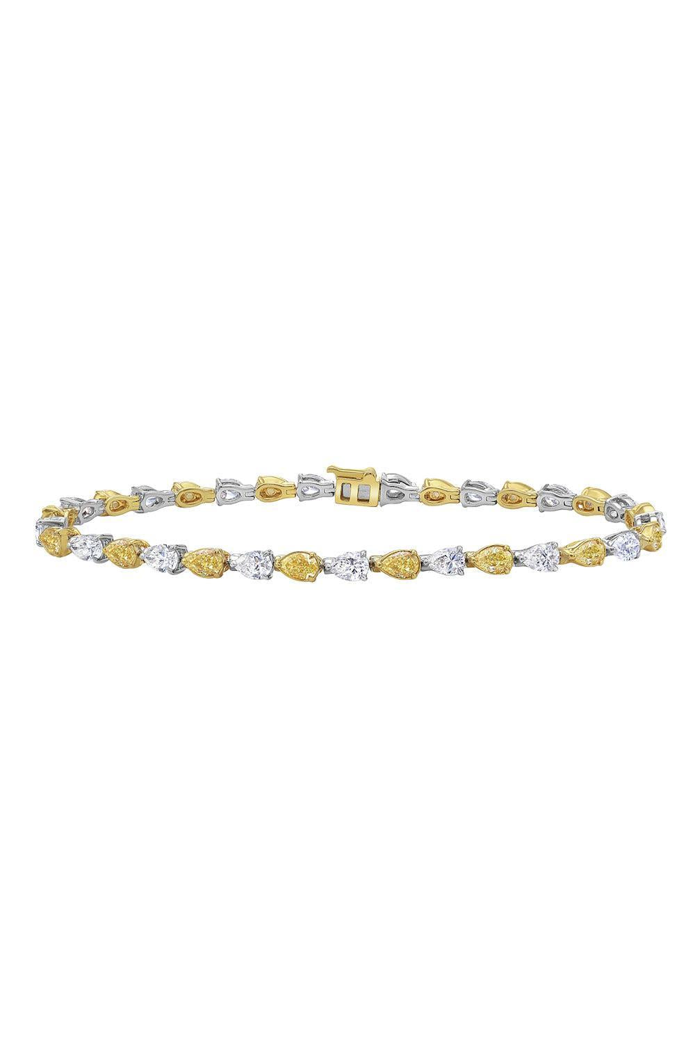 Yellow White Diamond Alternating Bracelet-YELLOW GOLD-7-JEWELRYFINE JEWELBRACELET O-RARE COLORS BY NAMDAR