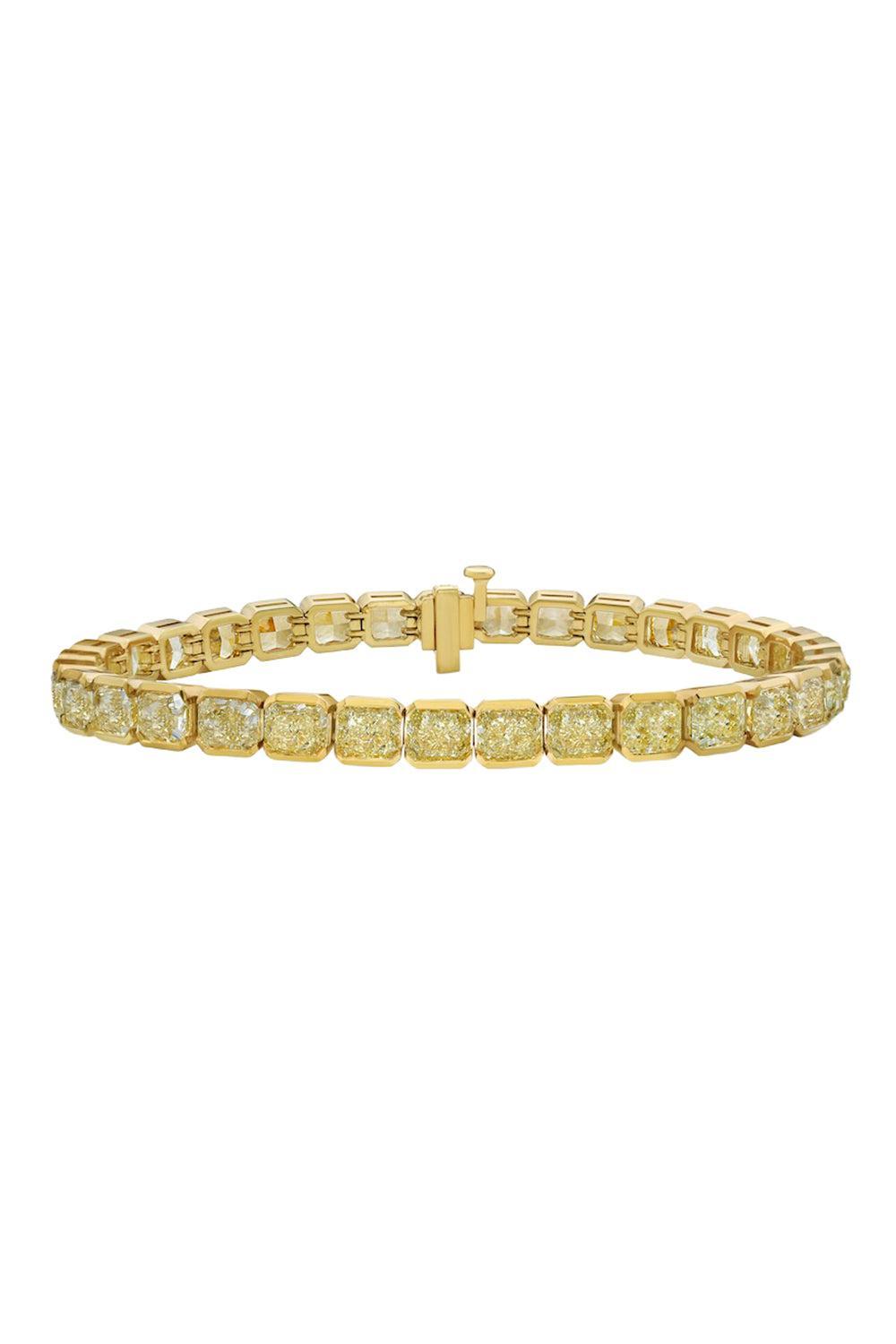 Yellow Diamond Bezel Tennis Bracelet-YELLOW GOLD-JEWELRYFINE JEWELBRACELET O-RARE COLORS BY NAMDAR