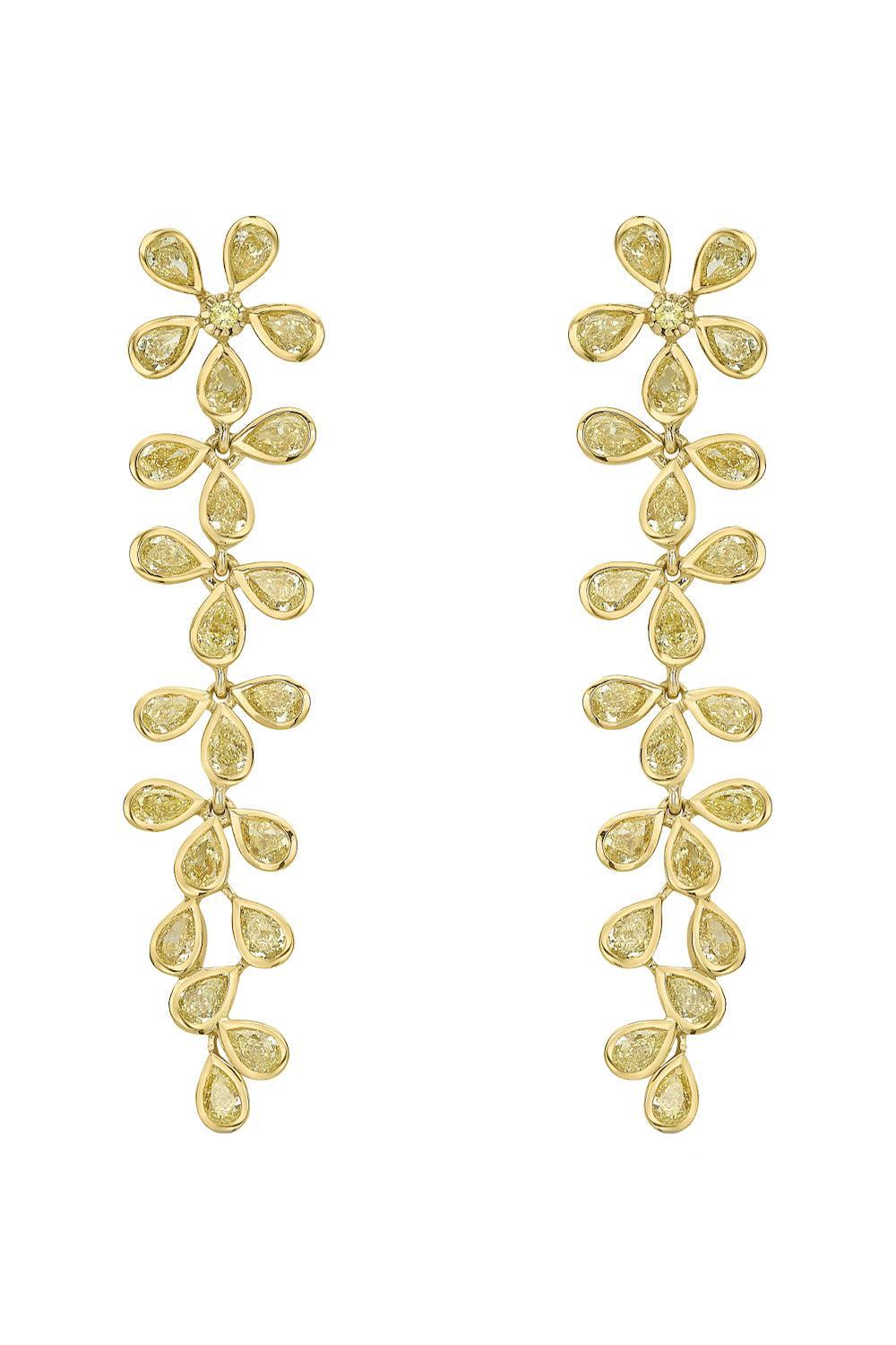 Yellow Diamond Flower Earrings-YELLOW GOLD-JEWELRYFINE JEWELEARRING-RARE COLORS BY NAMDAR