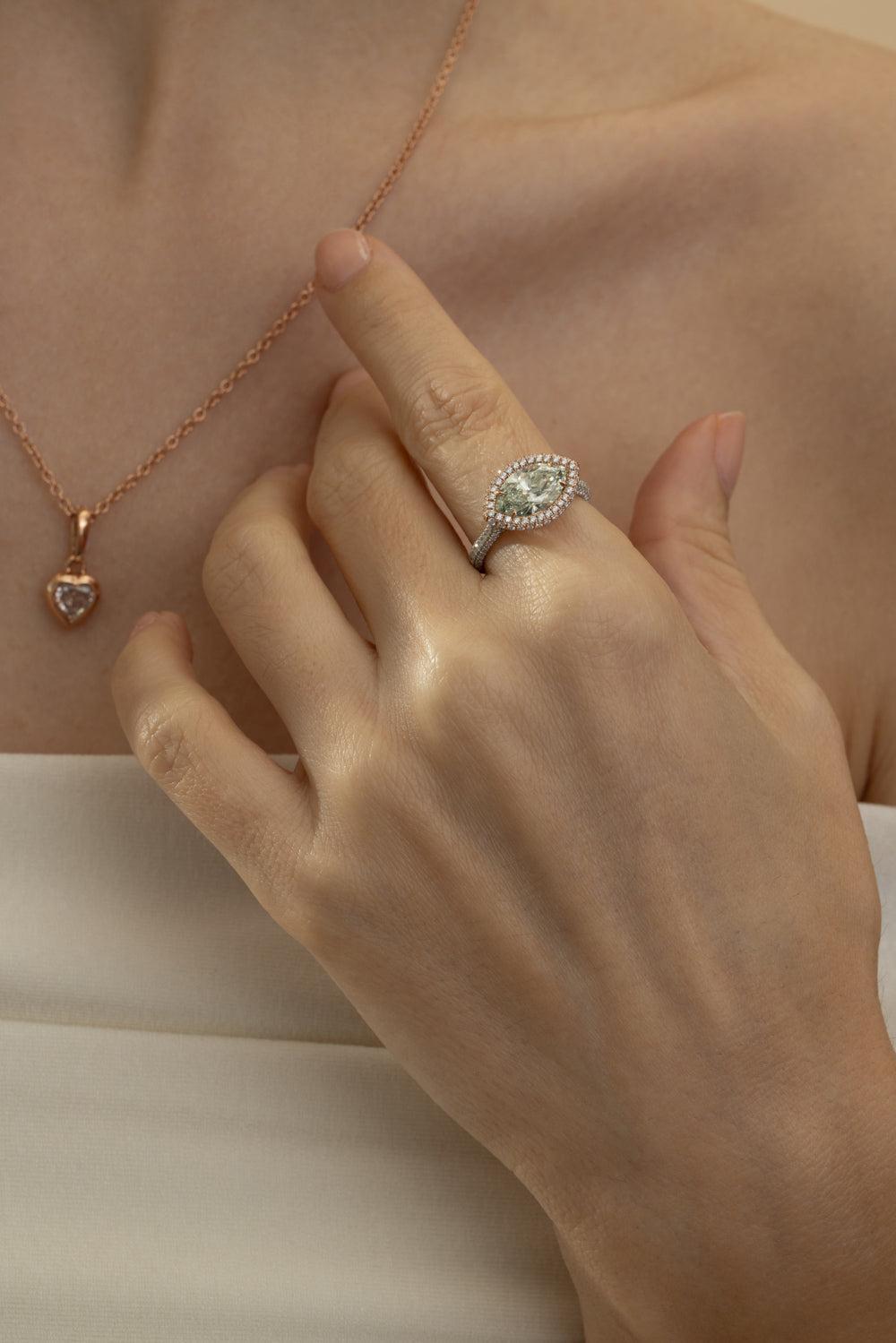 Diamond Marquise Halo Ring-WHITE GOLD-5.75-JEWELRYFINE JEWELRING-RARE COLORS BY NAMDAR