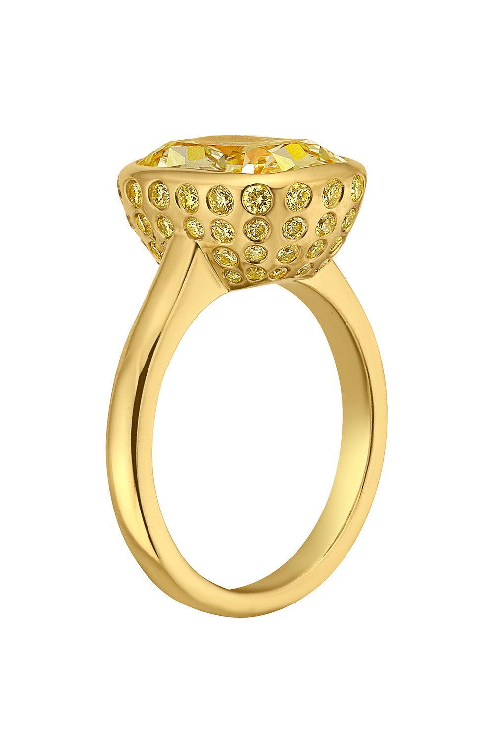 Yellow Diamond Bezel Mosaic Ring-YELLOW GOLD-6-JEWELRYFINE JEWELRING-RARE COLORS BY NAMDAR