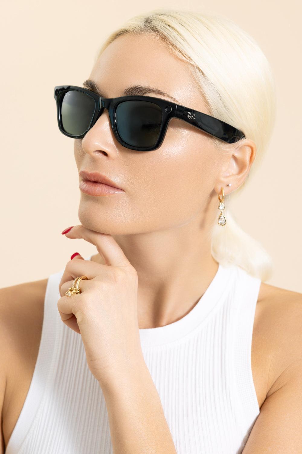 Meta Wayfarer Sunglasses - Shiny Black Green-BLACK-ACCESSORIESUNGLASSES-RAY-BAN