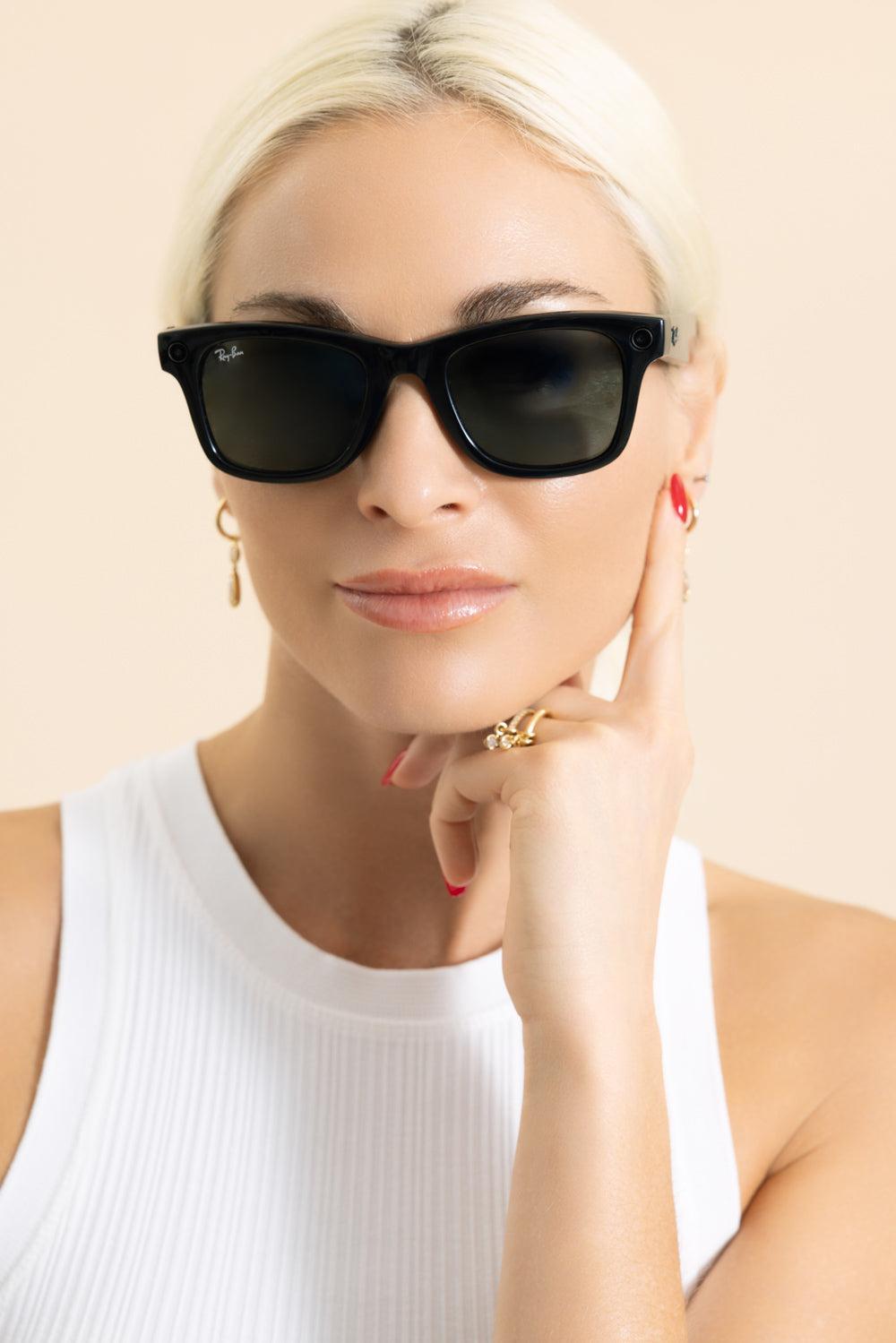 Meta Wayfarer Sunglasses - Shiny Black Green-BLACK-ACCESSORIESUNGLASSES-RAY-BAN