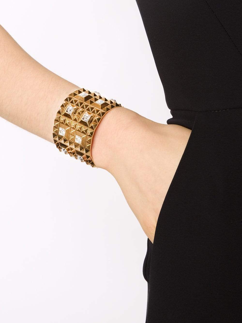 REBECCA-Swarovski Element Studded Cuff-BRONZE