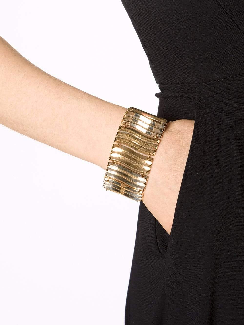 REBECCA-Wavy Flat Bracelet-GOLD