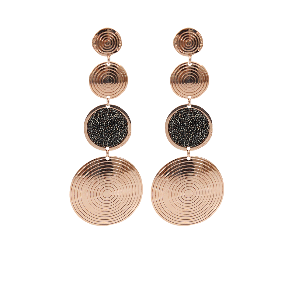 REBECCA-Four Drop Black Swarovski Crystal Earrings-BRONZE