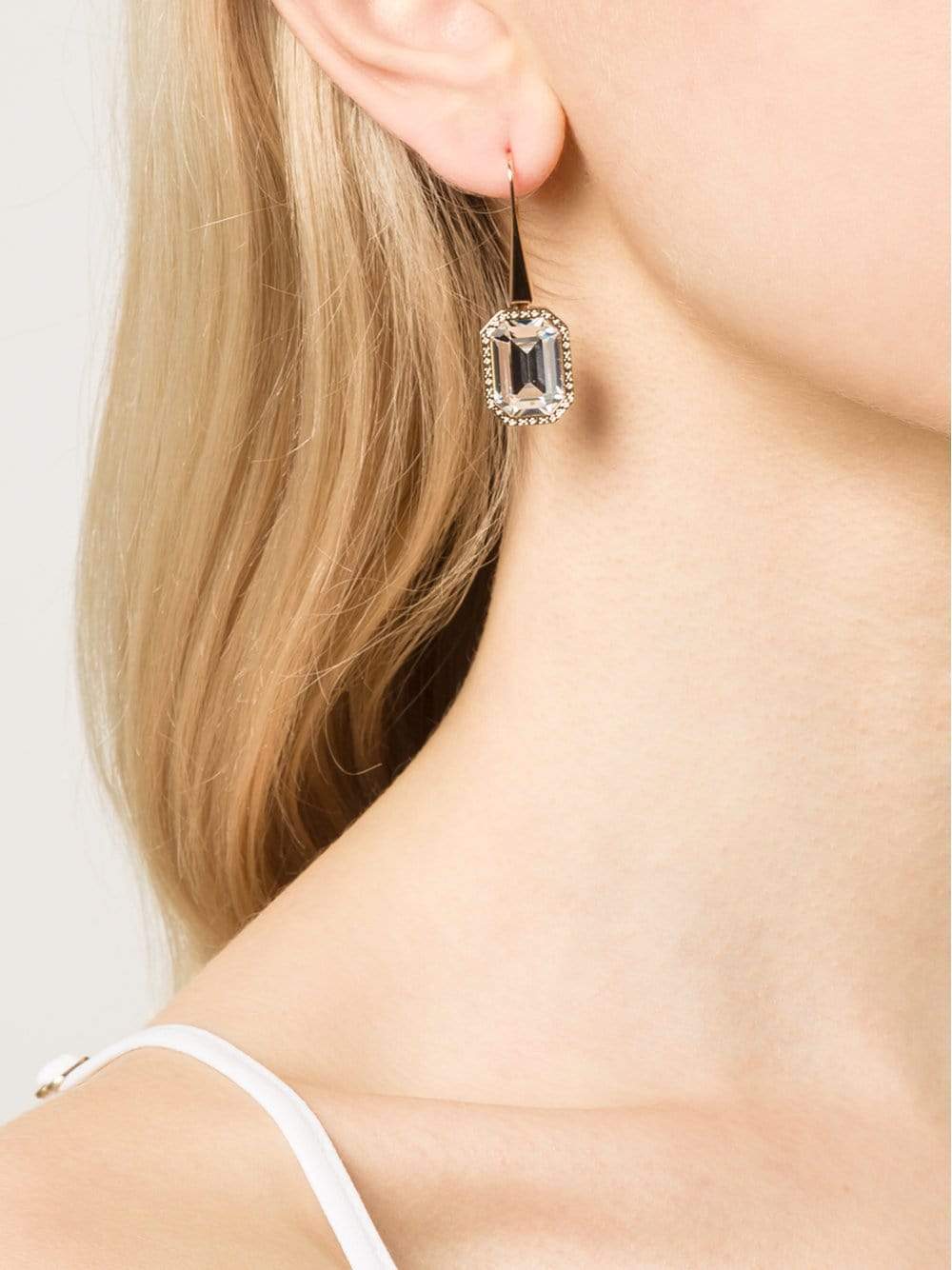 REBECCA-Elizabeth Single Stone Earrings-CLR/GLD