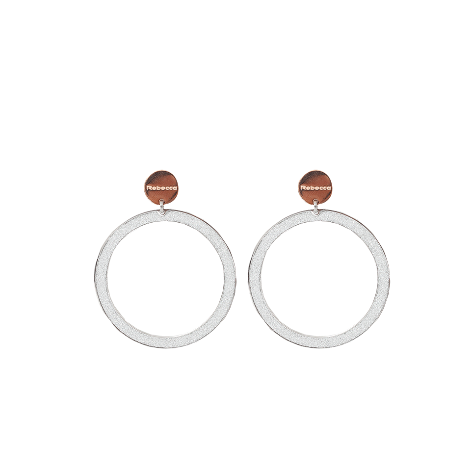 REBECCA-Large Crystal Pave Drop Hoops-GOLD