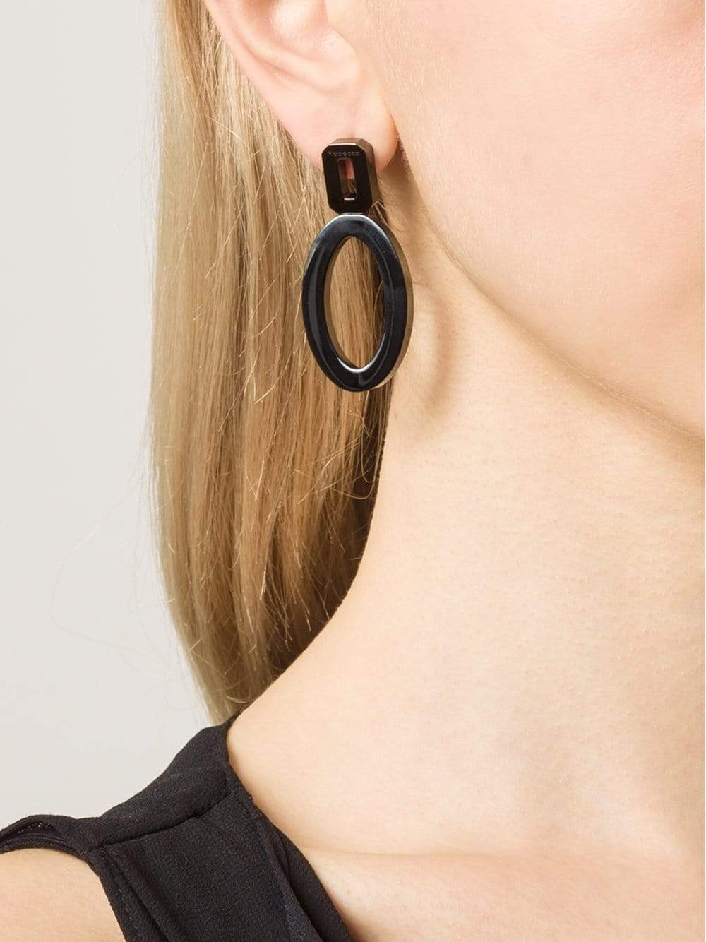 REBECCA-Elizabeth Circle Drop Earrings-GUNMETAL