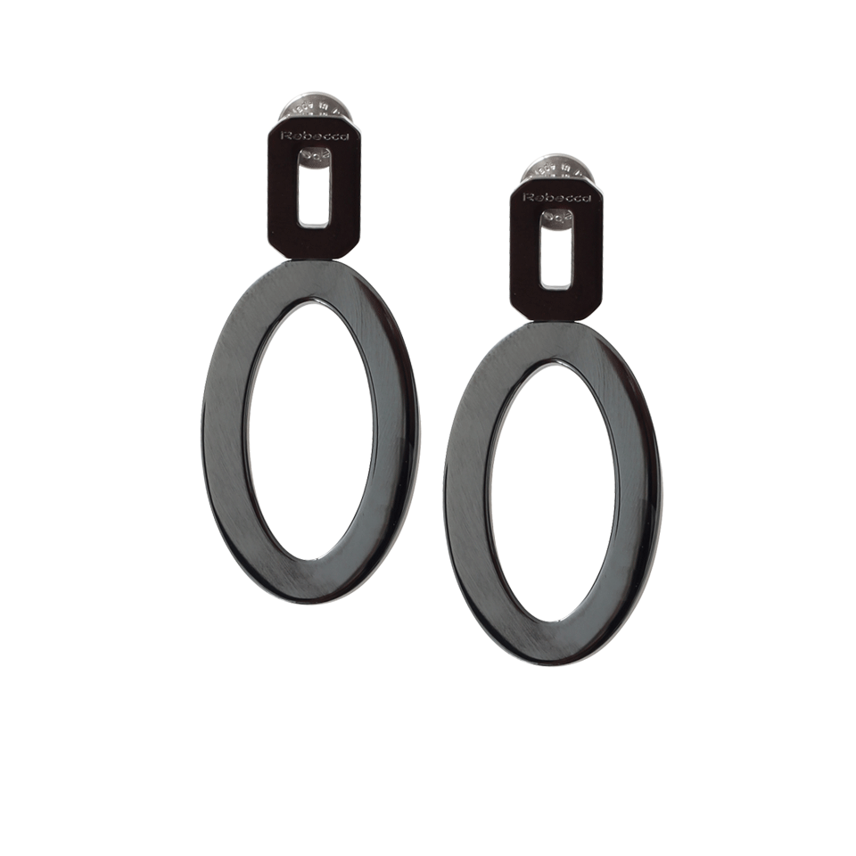 REBECCA-Elizabeth Circle Drop Earrings-GUNMETAL
