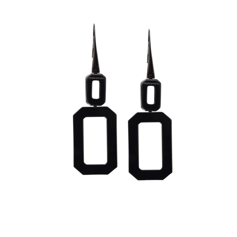 REBECCA-Elizabeth Square Drop Earrings-GUNMETAL