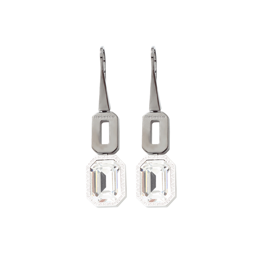 REBECCA-Elizabeth Clear Drop Earrings-SILVER