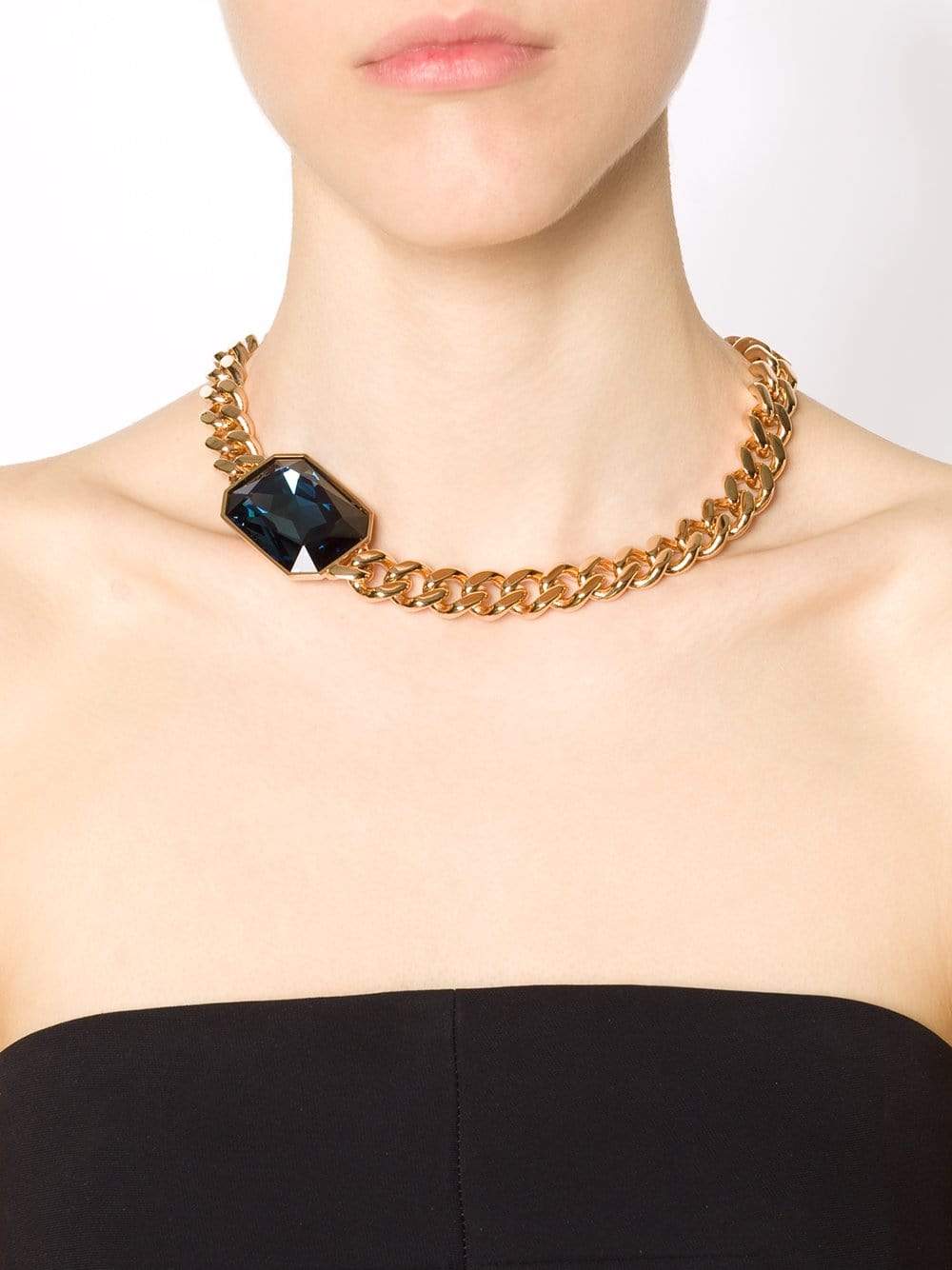 REBECCA-Short Choker With Stone-BLUE