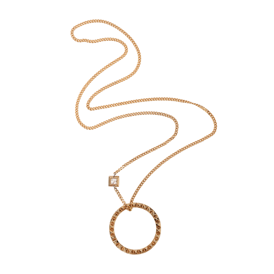 REBECCA-Studded Circlular Pendant Necklace-BRONZE