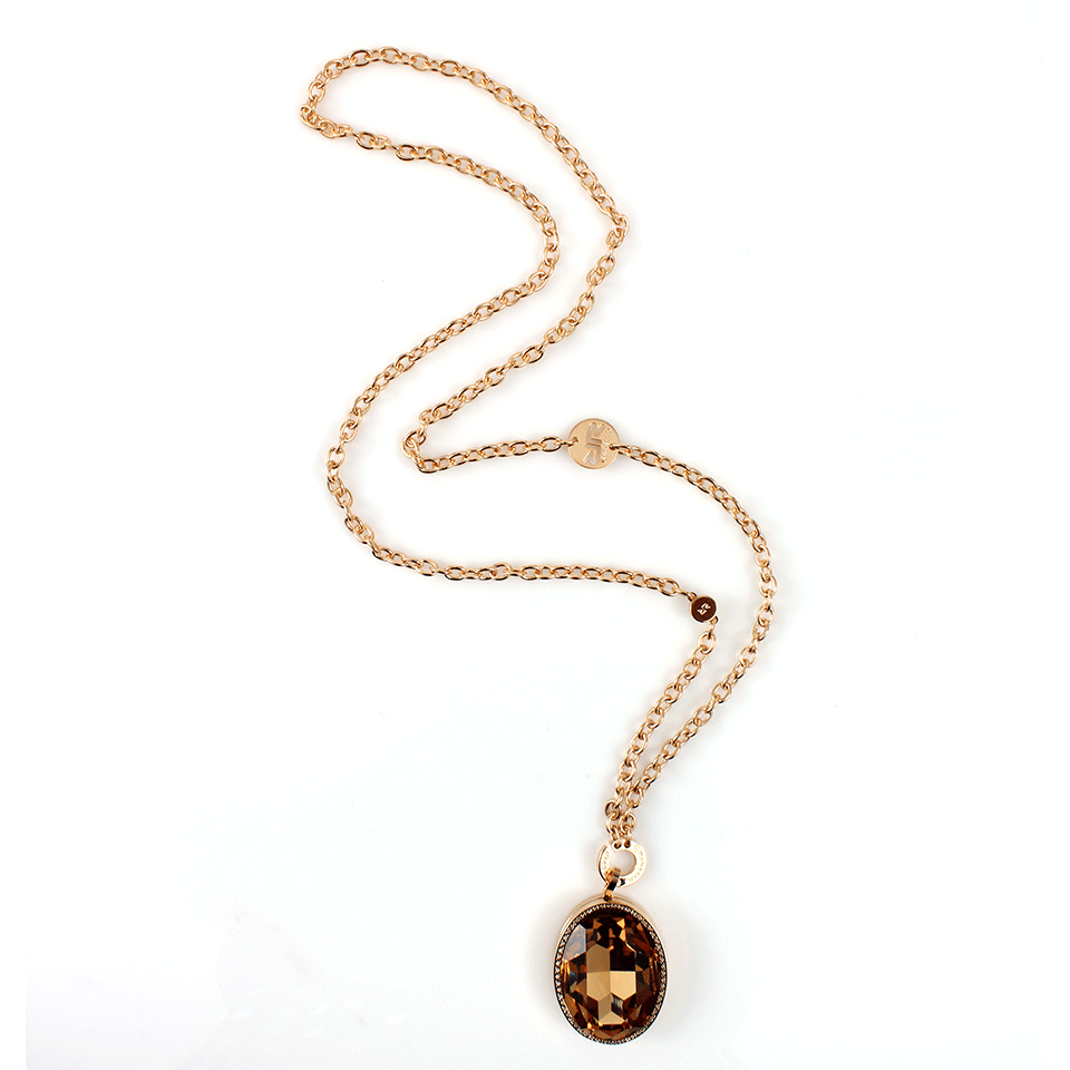 REBECCA-Swarovski Crystal Element Necklace-BRONZE
