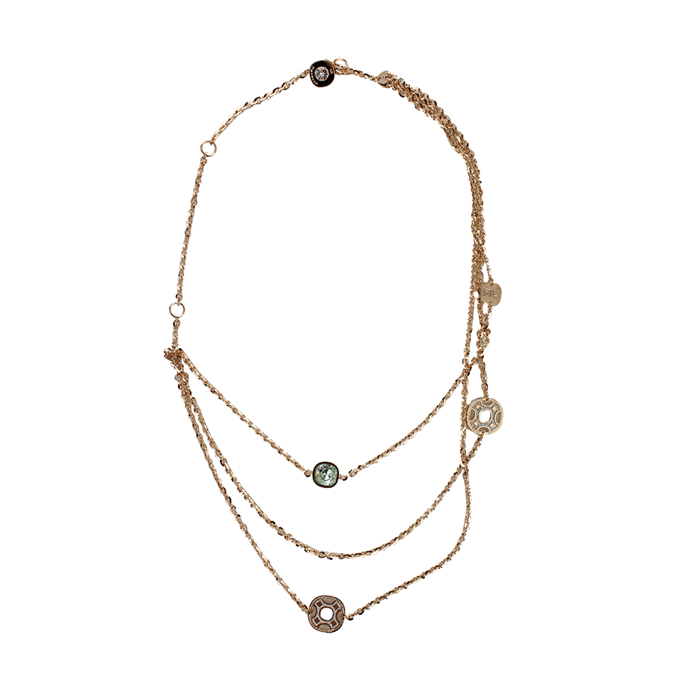 REBECCA-Multi Stone Chain Glam Necklace-GOLD